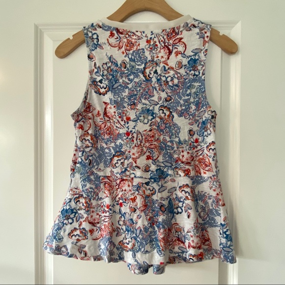 Anthropologie's Deletta Amalia Floral Print Tank Top Peplum Small w MEASUREMENTS - Picture 5 of 8